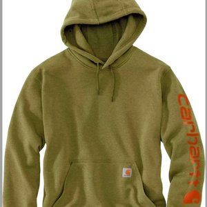 NWOT Carhartt Midweight Sleeve Logo Hoodie, Men's Sz. Large, Olive Green